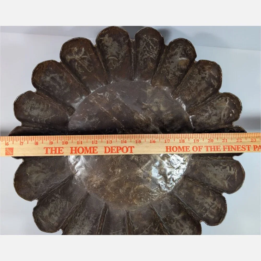 Sundance Fluted Metal Bowl, Upcycled Steel Drums, Industrial Design, Table Decor - Picture 6 of 7